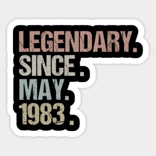 36th Birthday Gift Legendary Since May 1983 Retro Sticker